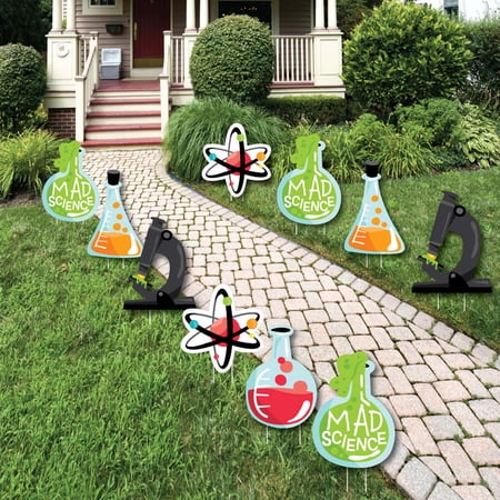 Big Dot of Happiness Scientist Lab - Beaker Atom Microscope Lawn Decor - Outdoor Baby Shower or Birthday Party Yard Decorations - 10 Piece