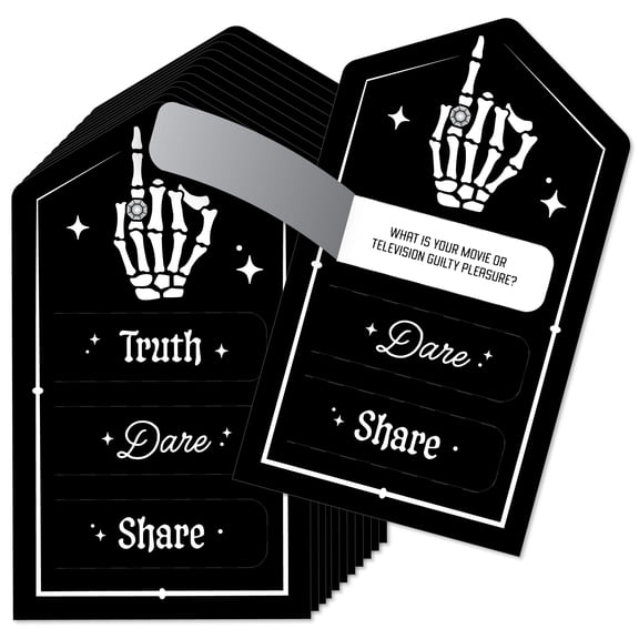 Big Dot of Happiness Til Death Do Us Party Truth, Dare, or Share Pull Tabs Game, Goth Bridal Decor, Bride or Die Bachelorette Party Game Pickle Cards  Set of 12