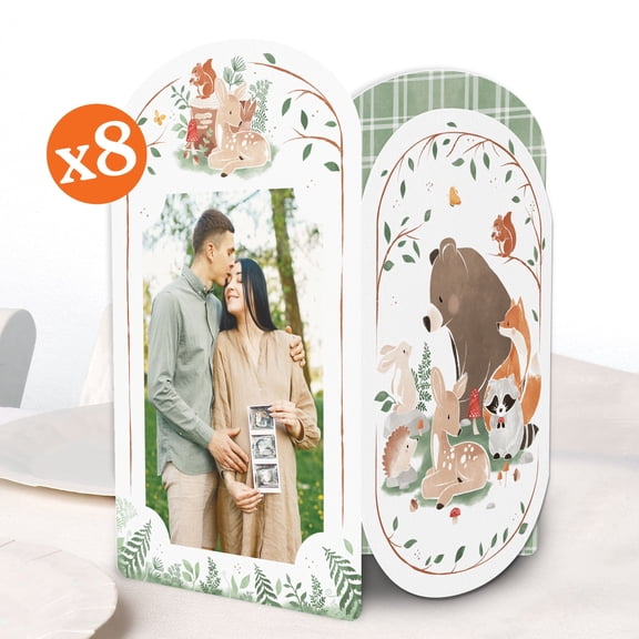 Big Dot of Happiness Woodland Animals Photo Holder Centerpieces, 4x6 Picture Display Box, Table Decoration Centerpiece for Forest Baby Shower or First Birthday Party Decor, 8 Count