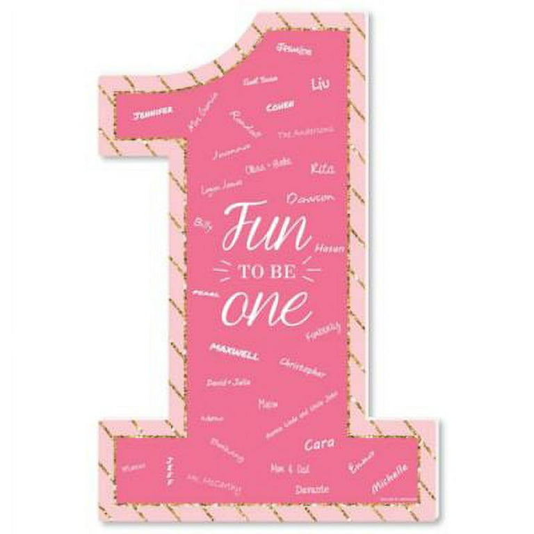 Big Dot of Happiness 1st Birthday Girl - Fun to be One - Guest Book Sign - First  Birthday Party Guestbook Alternative - Signature Mat 