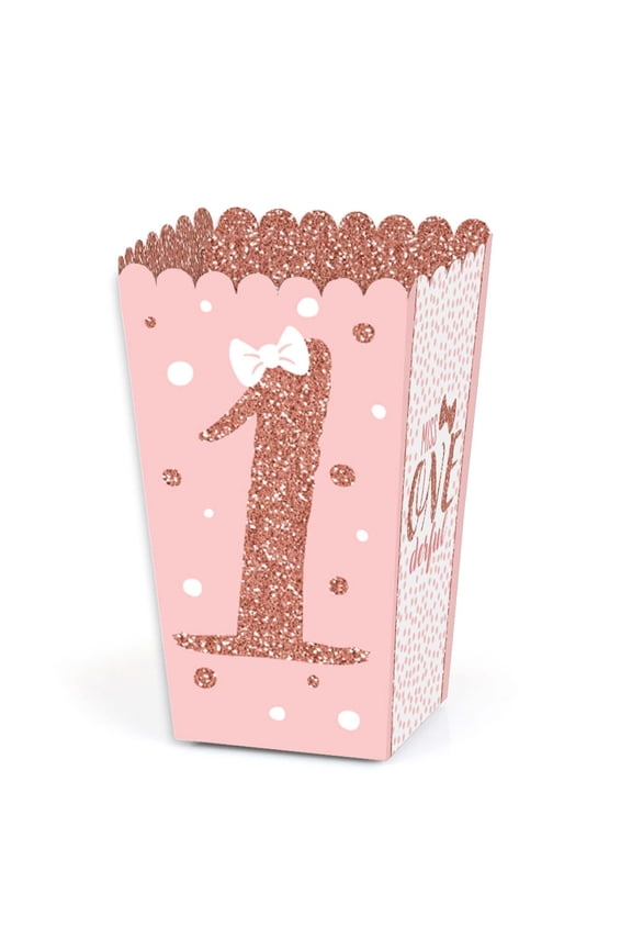 1st Birthday Little Miss Onederful - Girl First Birthday Party Favor Popcorn Treat Boxes - Set of 12