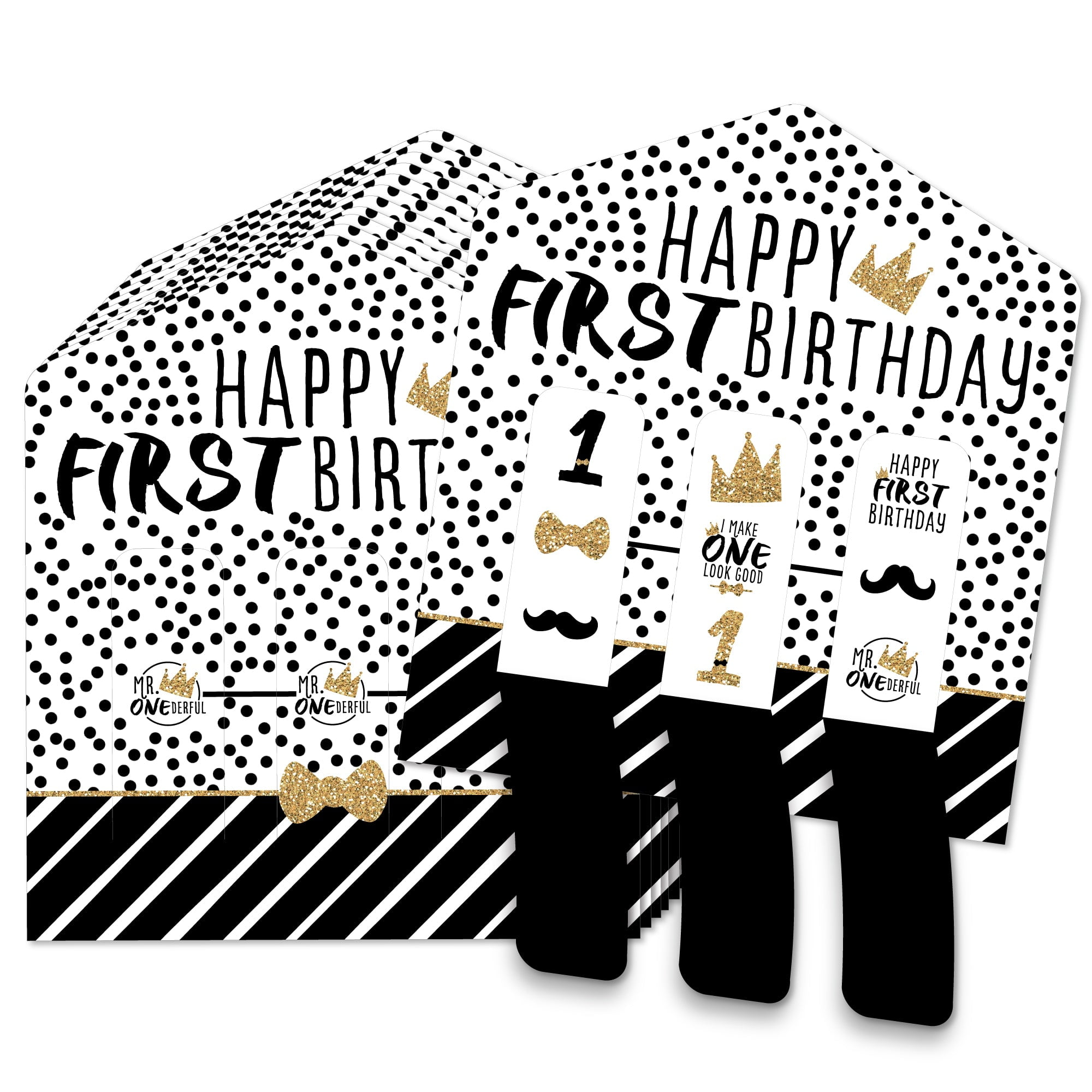 1st Birthday Little Mr. Onederful Pull Tab Game Cards - Set Of 12, 3-in-a-Row Boy Party Activity
