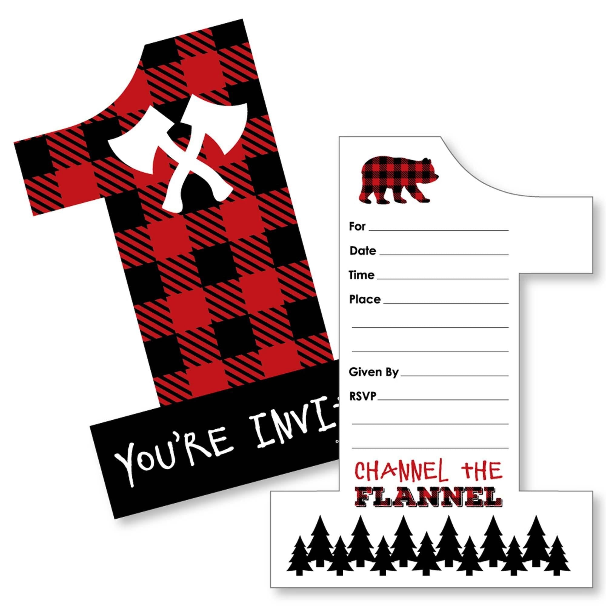 Lumberjack Invitation Flannel Baby Shower Invitations Big Dot Of