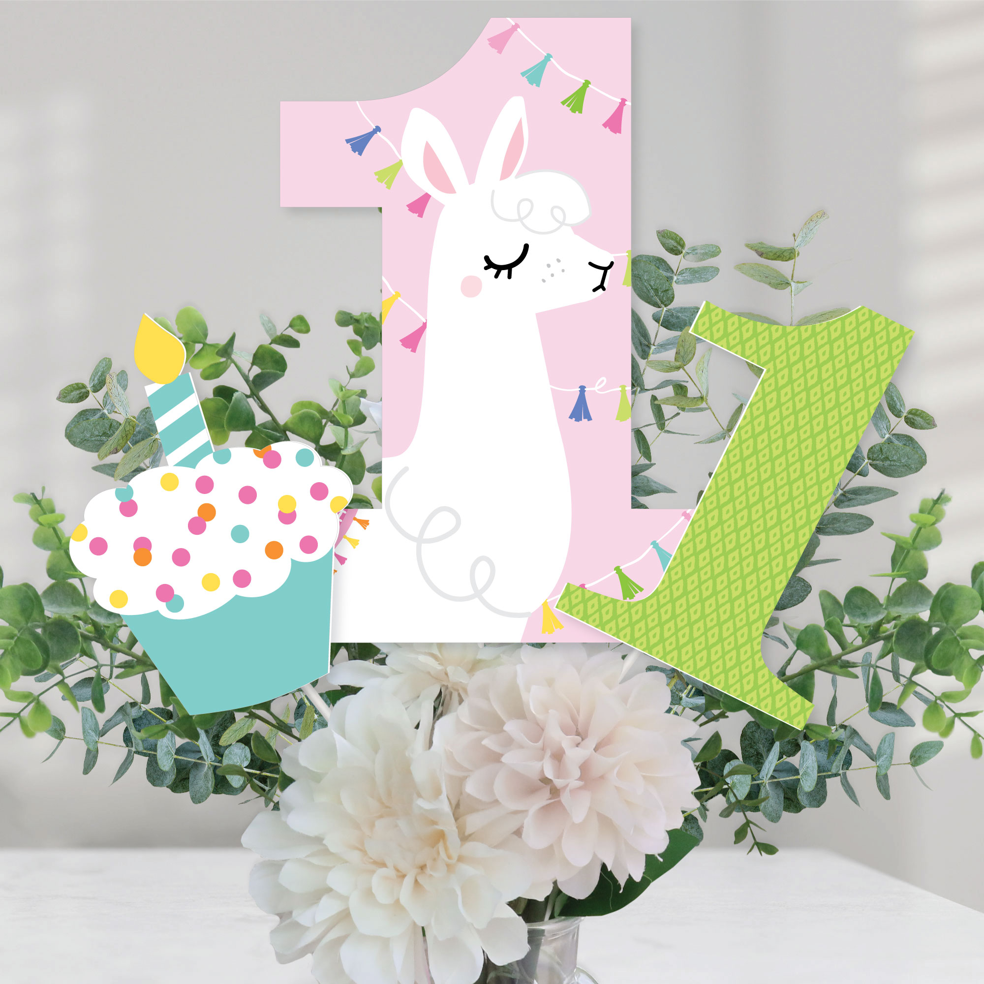 1st Birthday Llama Party Decorations – Set Of 20 Number One Shaped Cut-Outs For DIY Llama Theme Party - View #12