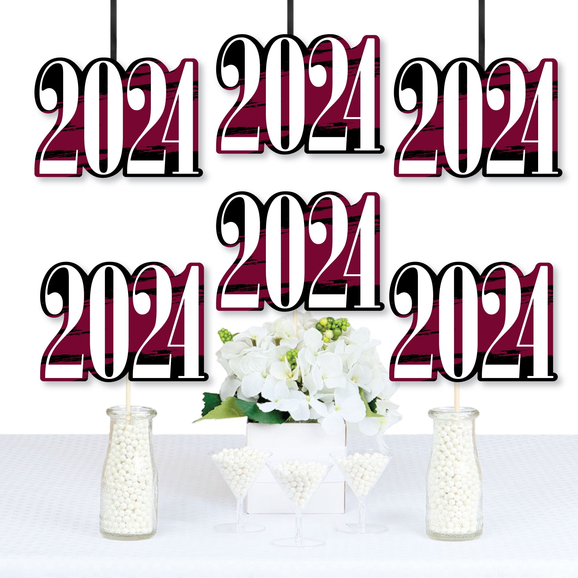Big Dot of Happiness 2024 Maroon Graduation Decorations DIY Party