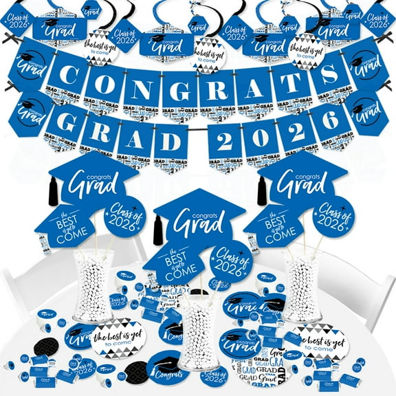 Big Dot of Happiness 2026 Blue Graduation Party Supplies - 387 Piece Decoration Kit - Fundle Bundle