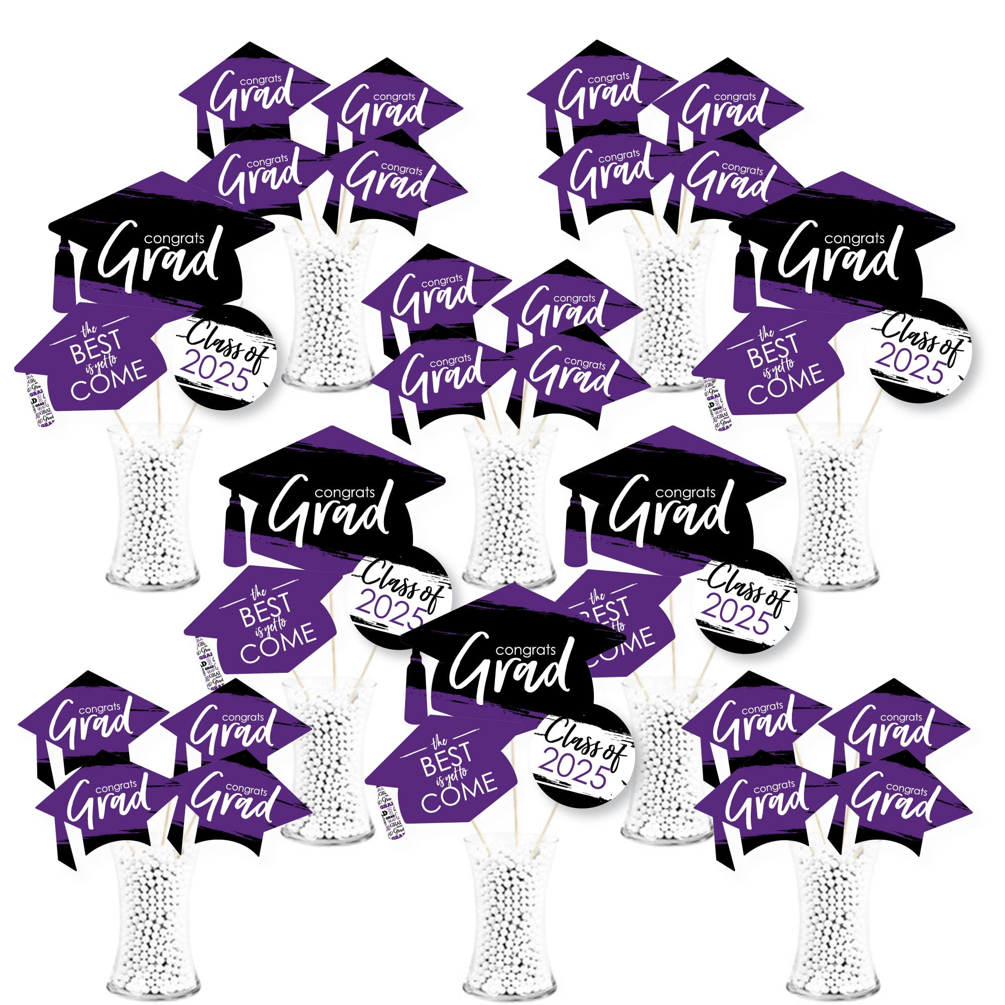 2024 Purple Grad Celebration Centerpiece Kit - 35 Double-Sided Cutouts