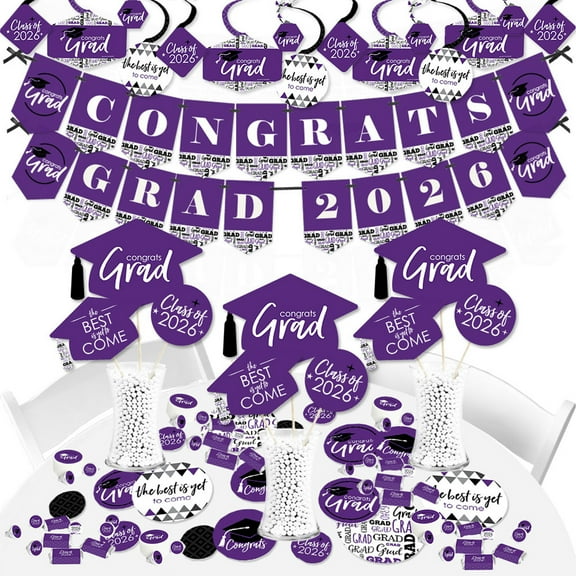 Big Dot of Happiness 2026 Purple Graduation Party Supplies - 387 Piece Decoration Kit - Fundle Bundle