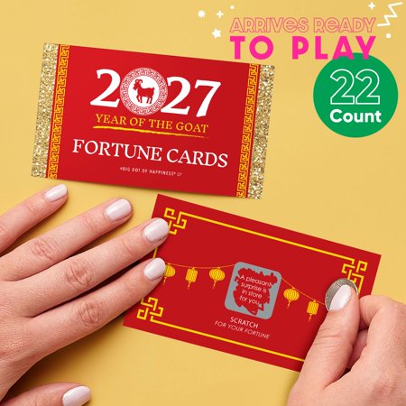 Big Dot of Happiness 2027 Year of the Goat - Lunar New Year Game Scratch Off Fortune Cards - 22 Count
