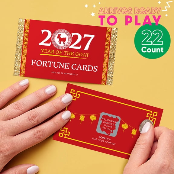 Big Dot of Happiness 2027 Year of the Goat - Lunar New Year Game Scratch Off Fortune Cards - 22 Count