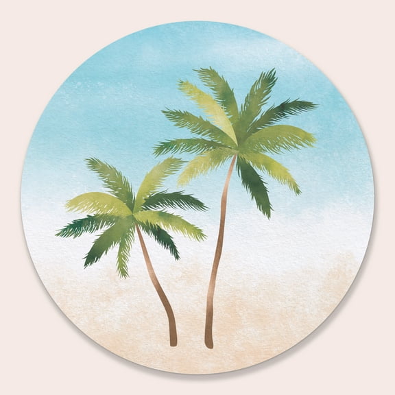 Big Dot of Happiness 25 Ct Palm Tree Beach Drink Coasters, 4-Inch Disposable Round Paper Coasters for Tropical Weddings or Engagement Party