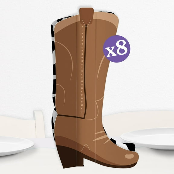 Big Dot of Happiness 3D Western Cowboy Boots Centerpiece Table Decorations, Freestanding Wild West Birthday, Bachelorette Party Centerpieces, 8 Count