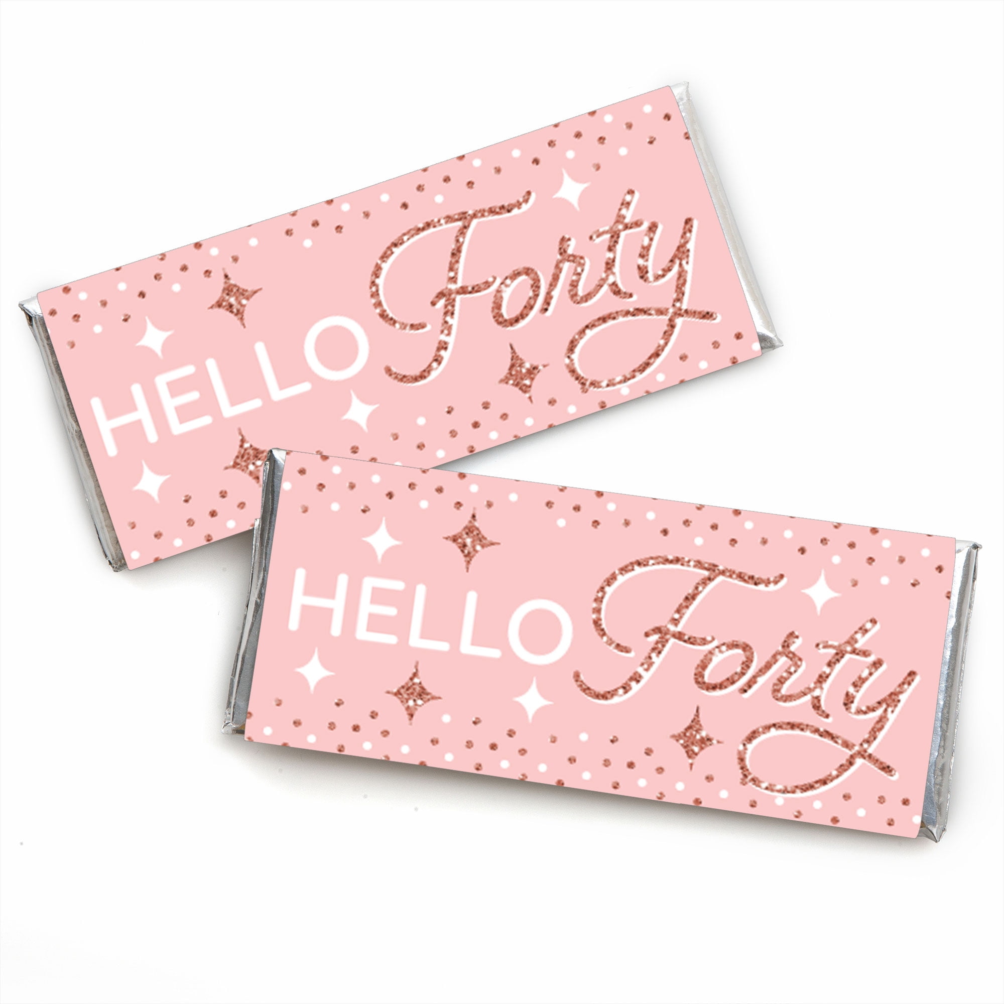 Big Dot of Happiness 40th Pink Rose Gold Birthday - Candy Bar Wrapper ...