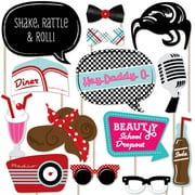 Big Dot of Happiness 50's Sock Hop - 1950's Rock N Roll Party Photo Booth Props Kit - 20 Count