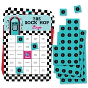 Big Dot of Happiness 50s Sock Hop - Bar Bingo Cards and Markers - 1950s Rock N Roll Party Bingo Game - Set of 18