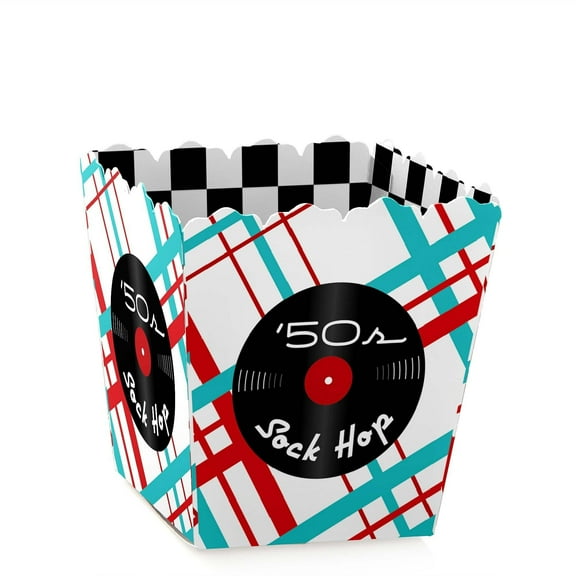 Big Dot of Happiness 50's Sock Hop - Party Mini Favor Boxes - 1950s Rock N Roll Party Treat Candy Boxes - Set of 12