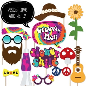 Big Dot of Happiness 60's Hippie - 1960s Groovy Party Photo Booth Props Kit - 20 Count