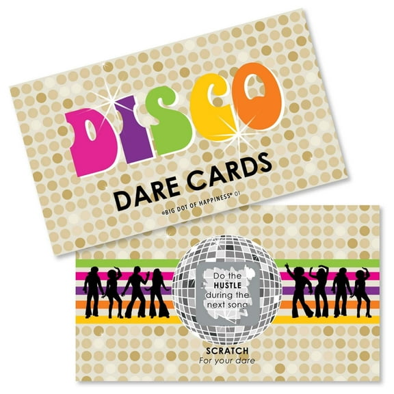 Big Dot of Happiness 70's Disco - 1970's Disco Fever Party Game Scratch Off Dare Cards - 22 Count