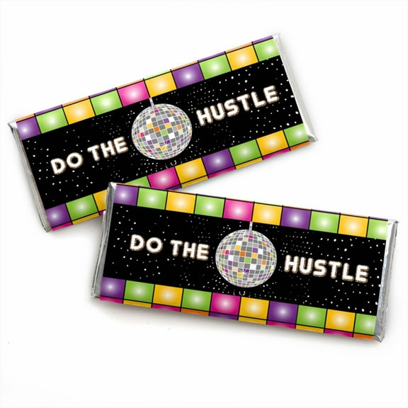 Big Dot of Happiness 70's Disco - Candy Bar Wrapper 1970's Disco Fever Party Favors - Set of 24