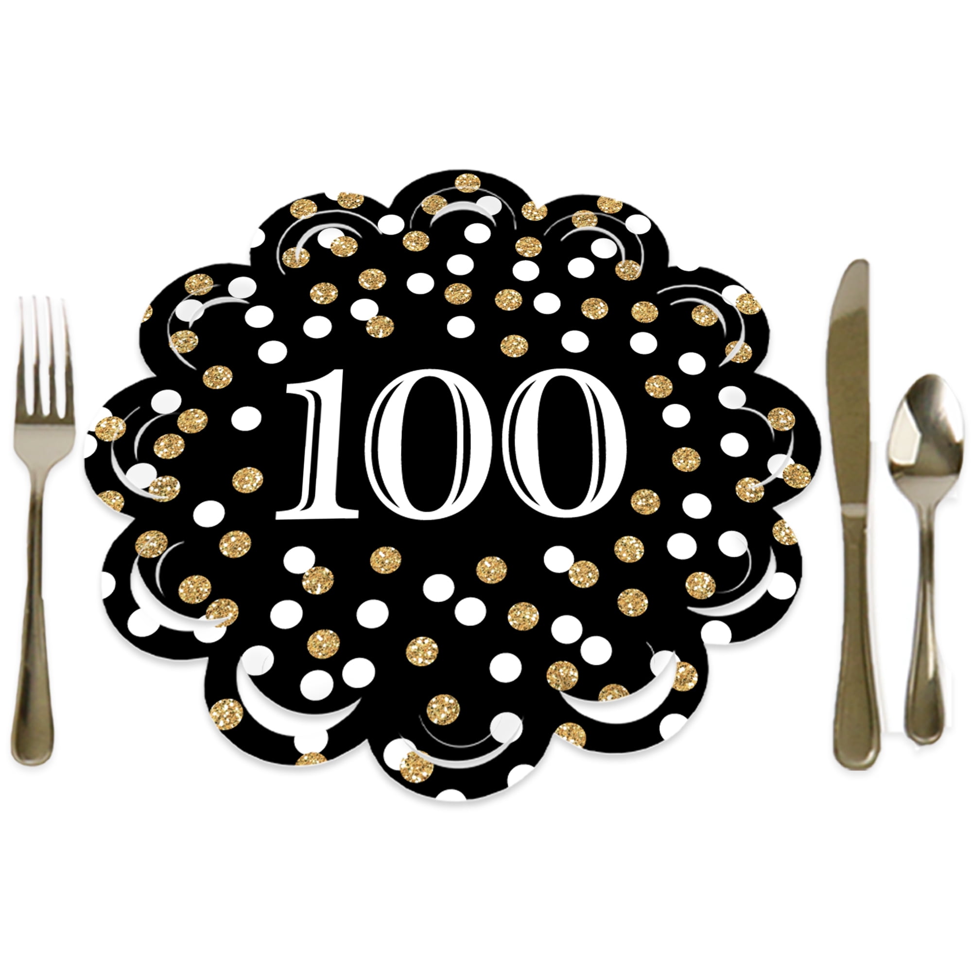 Big Dot of Happiness Adult 100th Birthday Gold Birthday Party Round