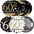 thumbnail image 1 of Big Dot of Happiness Adult 60th Birthday - Gold - 3 inch Birthday Party Badge - Pinback Buttons - Set of 8, 1 of 8
