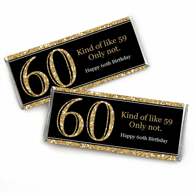 Big Dot Of Happiness Adult 60th Birthday Gold Candy Bar Wrappers Birthday Party Favors Set