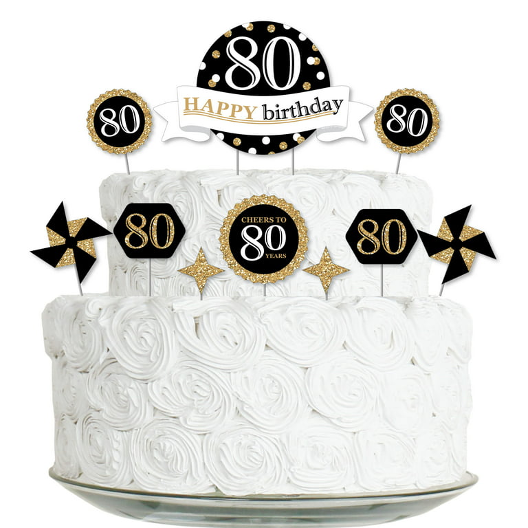 80th Birthday Decorations Cake Topper,80th Cake Toppers for Women Men 80th  Birthday Cake Decoration,Hello80 Happy Birthday Topper Gold Cake