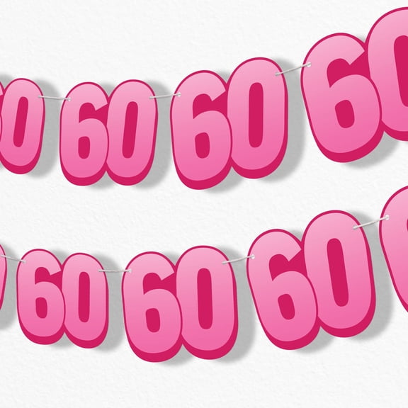 Big Dot of Happiness Adult Pink 60th Birthday Party Decorations - Garland Banner - 15pc
