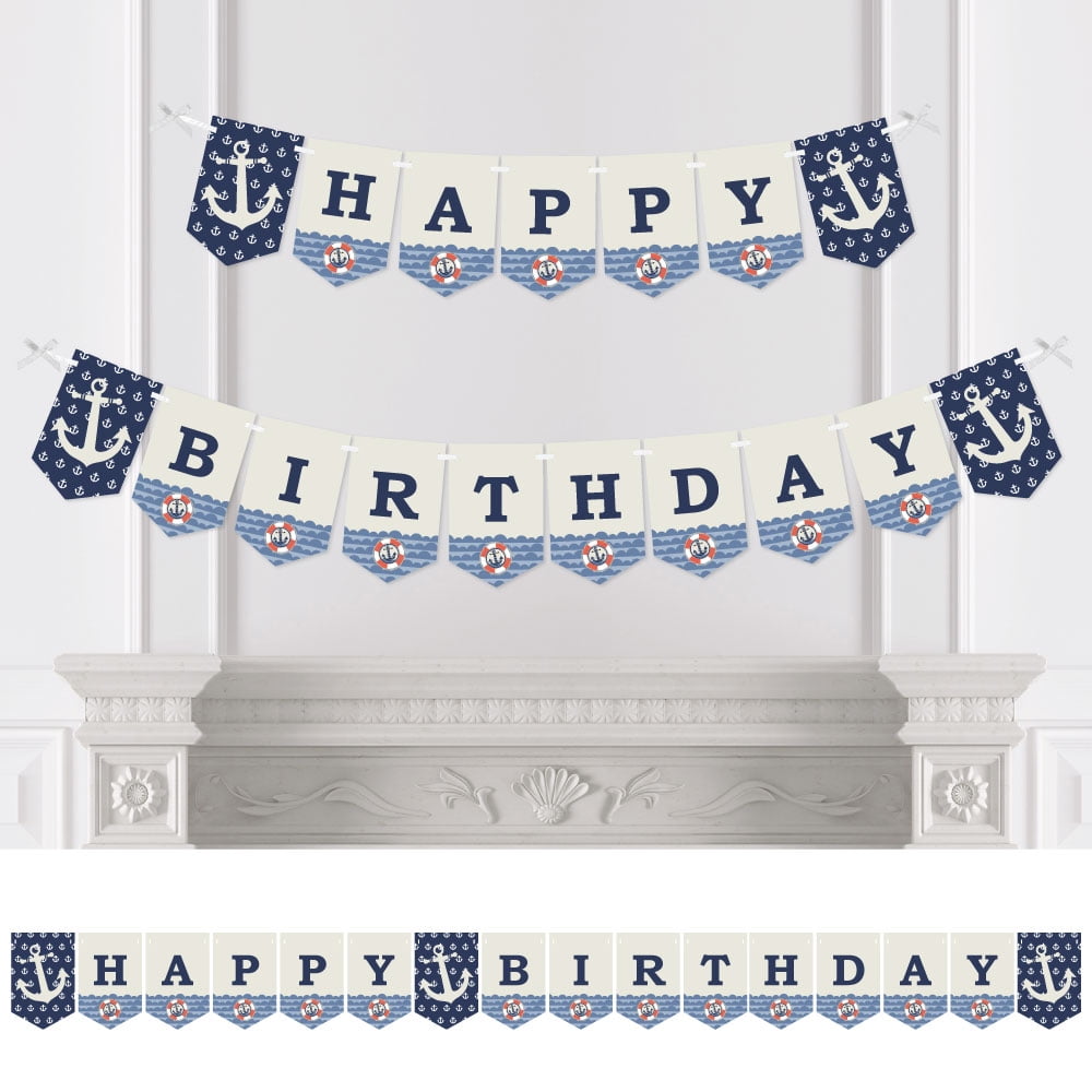 Big Dot of Happiness Ahoy - Nautical - Birthday Party Bunting