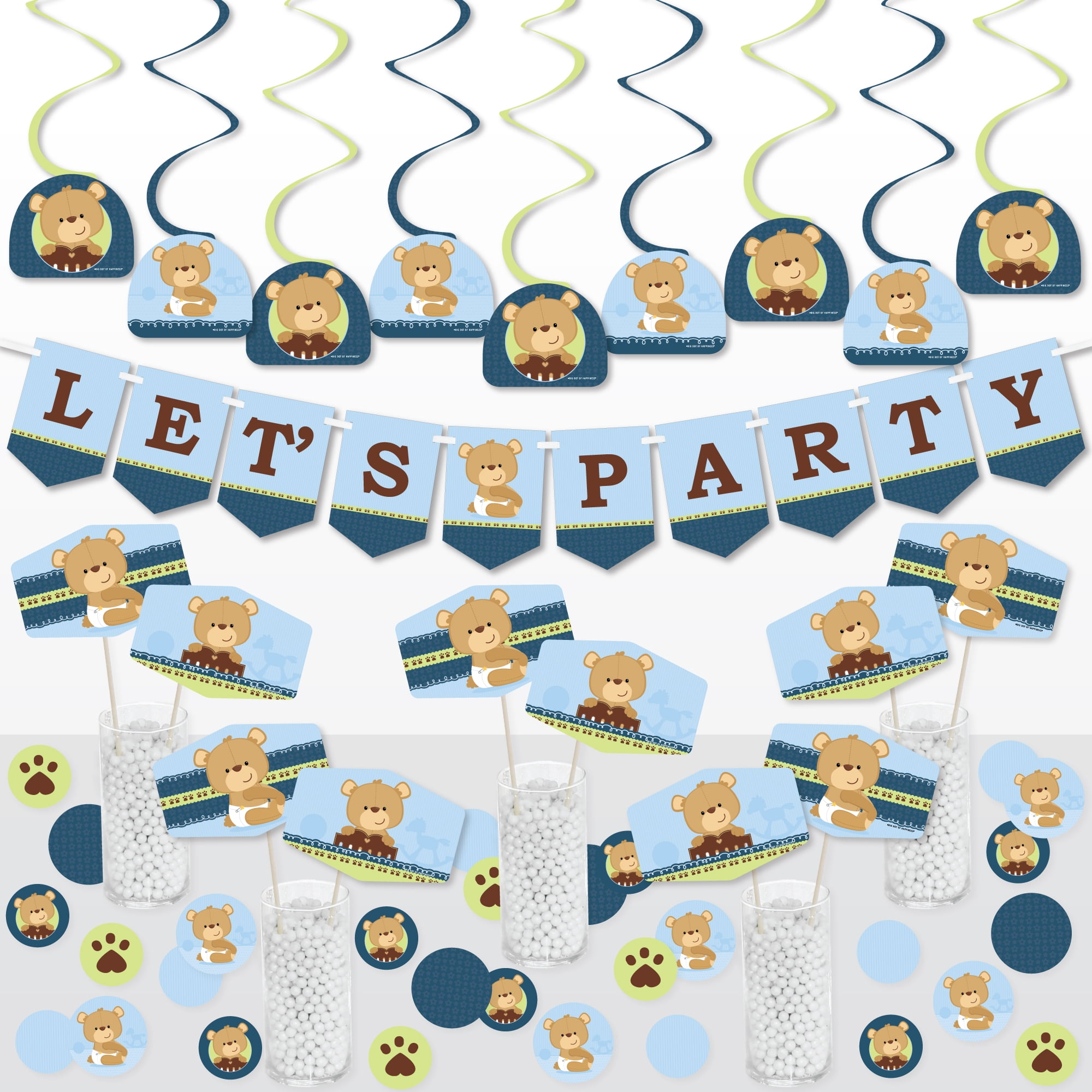 Baby Boy Teddy Bear Blue and Brown Party Decoration Kit
