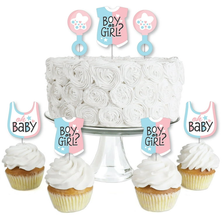 Big Dot of Happiness Baby Gender Reveal - Dessert Cupcake Toppers - Team  Boy or Girl Party Clear Treat Picks - Set of 24