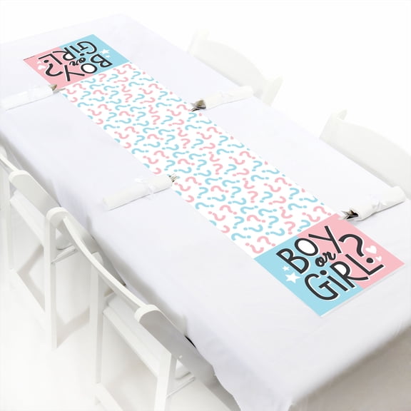 Big Dot of Happiness Baby Gender Reveal - Petite Team Boy or Girl Party Paper Table Runner - 12 x 60 inches