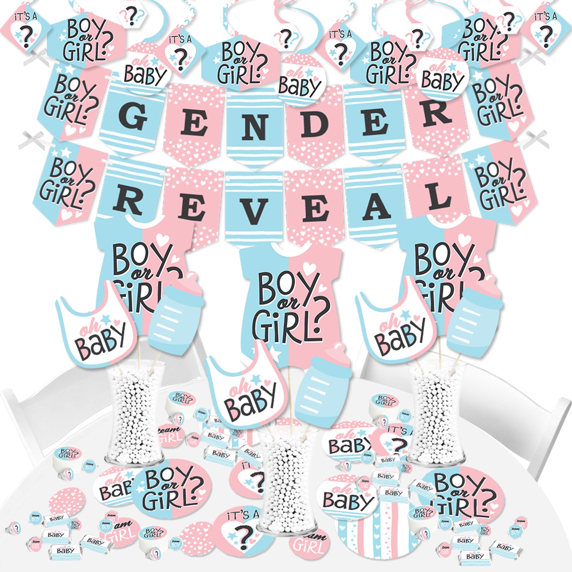 Pink and Blue Baby Gender Reveal Party Decoration Kit