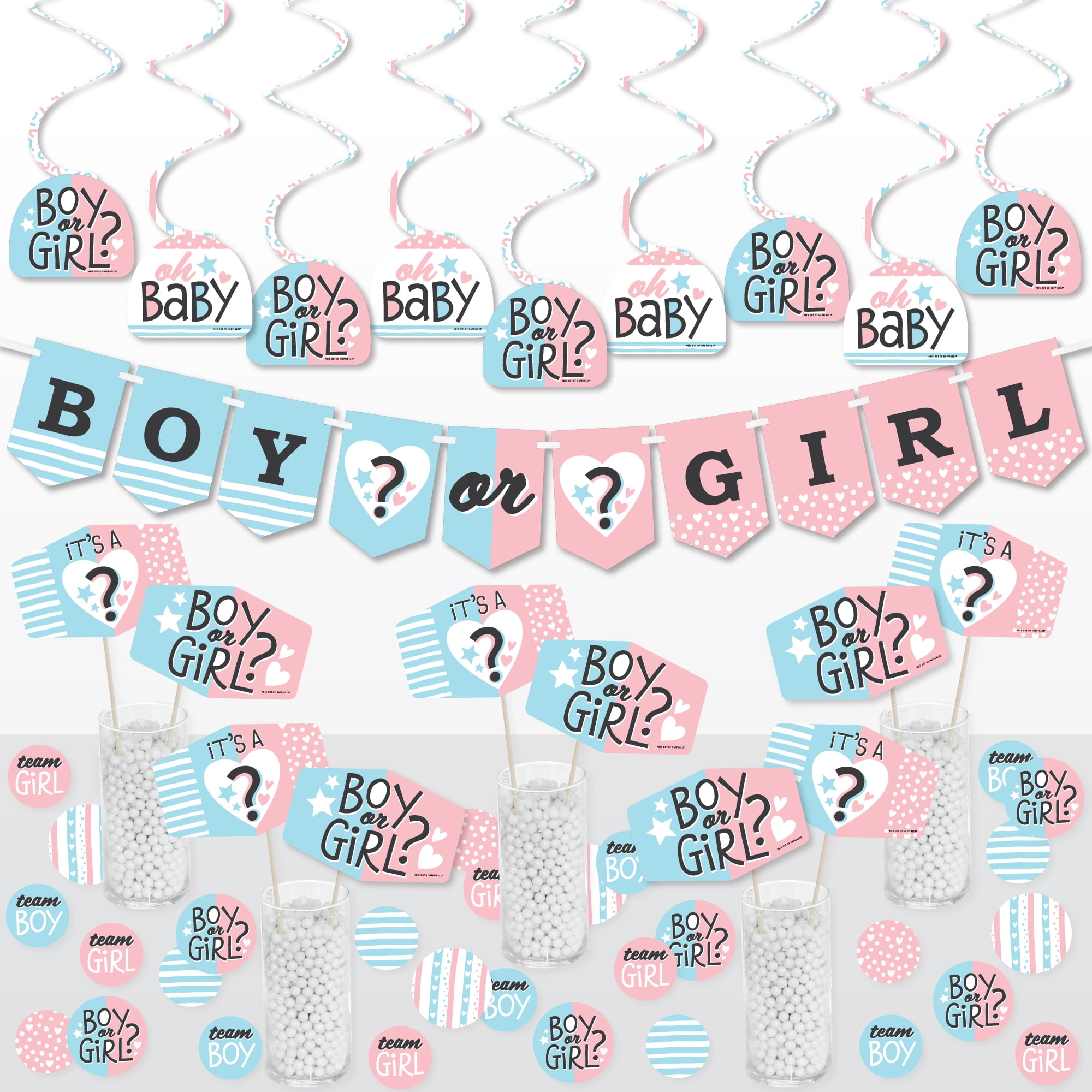 Blue and Pink Baby Gender Reveal Party Decoration Kit - 51 Pieces