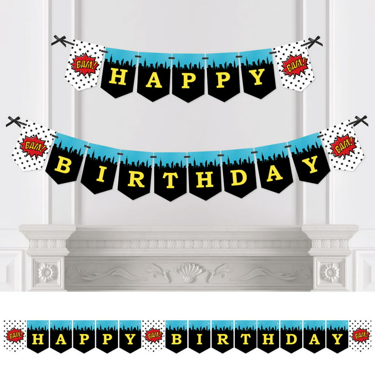 Big Dot of Happiness Bam Superhero - Birthday Party Bunting Banner - Comic Book  Party Decorations - Happy Birthday 