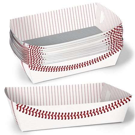Big Dot of Happiness Baseball Party Paper Food Trays, Disposable Double-Sided Paper Food Holders for Nachos, Hot Dogs, French Fries - 12 Ct