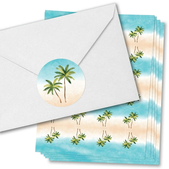 Big Dot of Happiness Beach Wedding Envelope Seal Stickers, Round Circle Stickers to Seal Cards, Envelope Seals - 120 Count