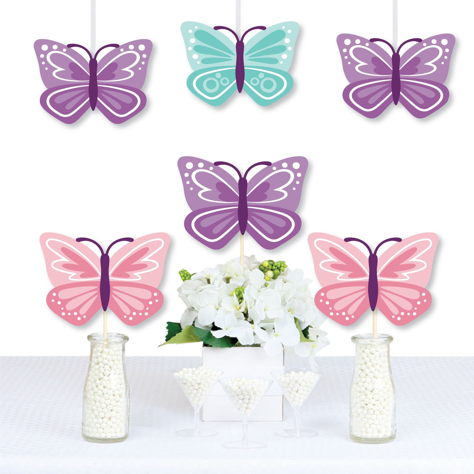 Big Dot Of Happiness Beautiful Butterfly - Paper Straw Decor