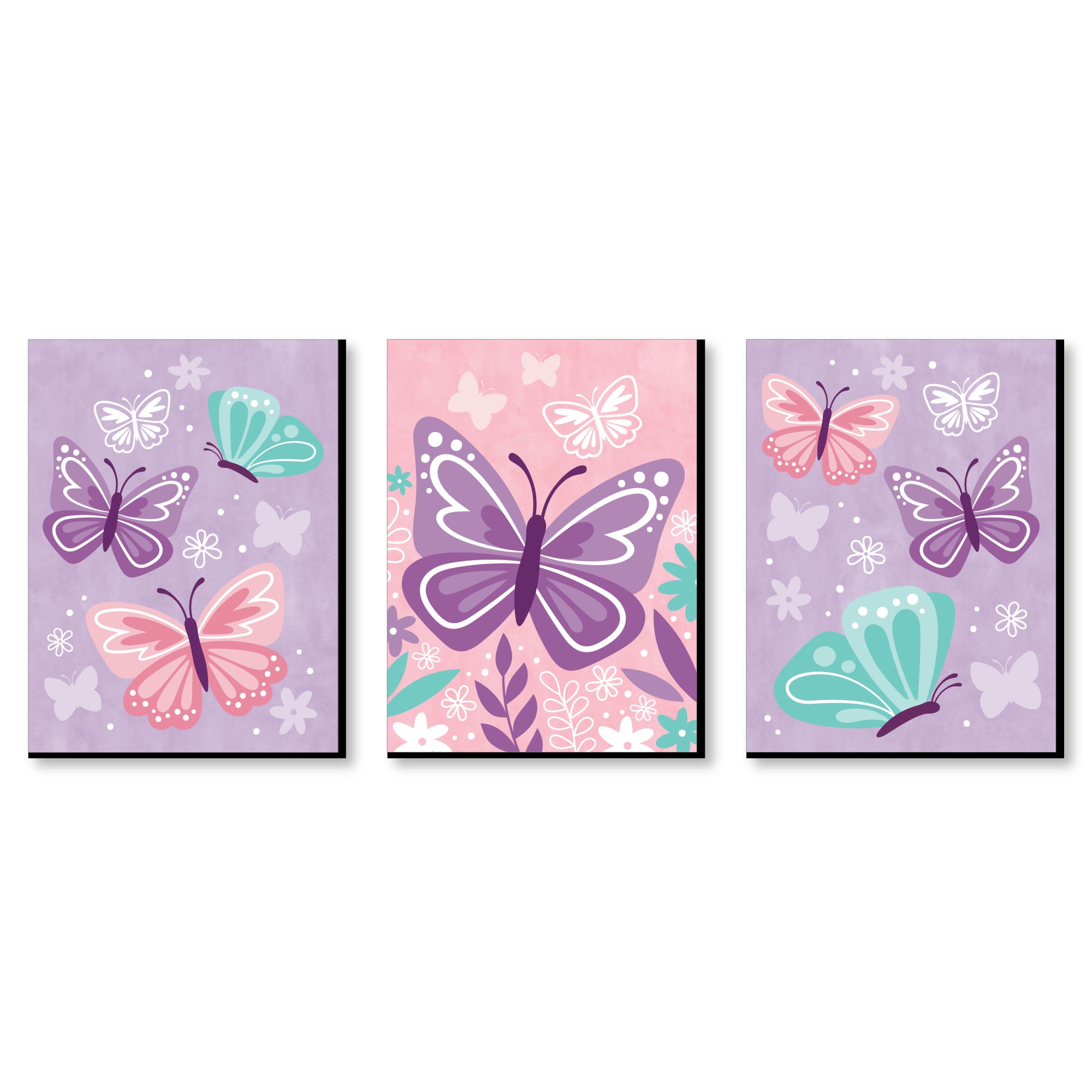 Pastel Butterfly Nursery Wall Art Set - 7.5 x 10 Inches