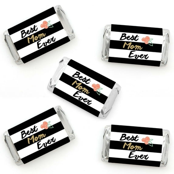 Big Dot of Happiness Best Mom Ever - Mini Candy Bar Wrapper Stickers - Mother's Day Party Small Favors - 40 Count