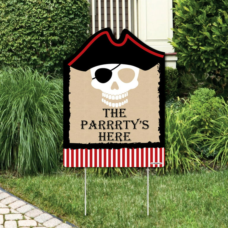 Big Dot of Happiness Beware of Pirates - Party Decorations - Pirate  Birthday Party Welcome Yard Sign