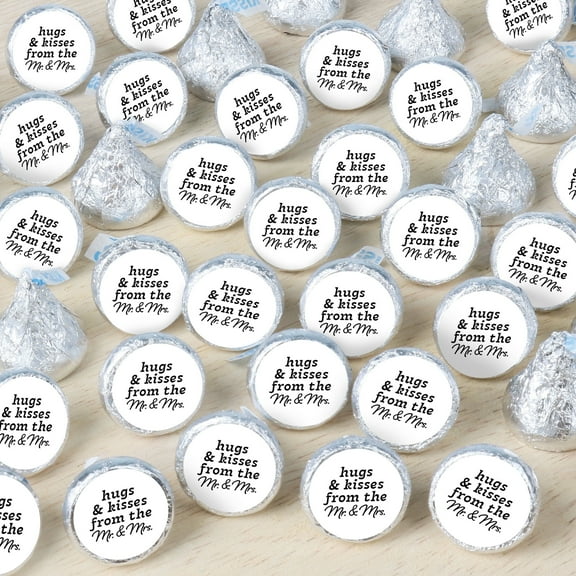 Big Dot of Happiness Black & White Wedding Candy Stickers, Mr & Mrs Wedding Guest Favors, Party Favor Labels, Small Round Candy Stickers - 324 Count