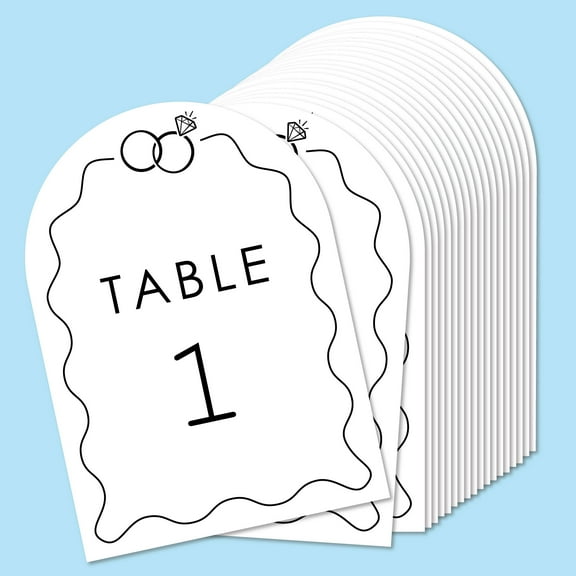 Big Dot of Happiness Black and White Wedding Rings Table Numbers Centerpieces, Double-Sided 5 x 7 inches Cards, Table Numbers - 1-20