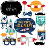Big Dot of Happiness Blast Off to Outer Space - Rocket Ship Baby Shower or Birthday Party Photo Booth Props Kit - 20 Count
