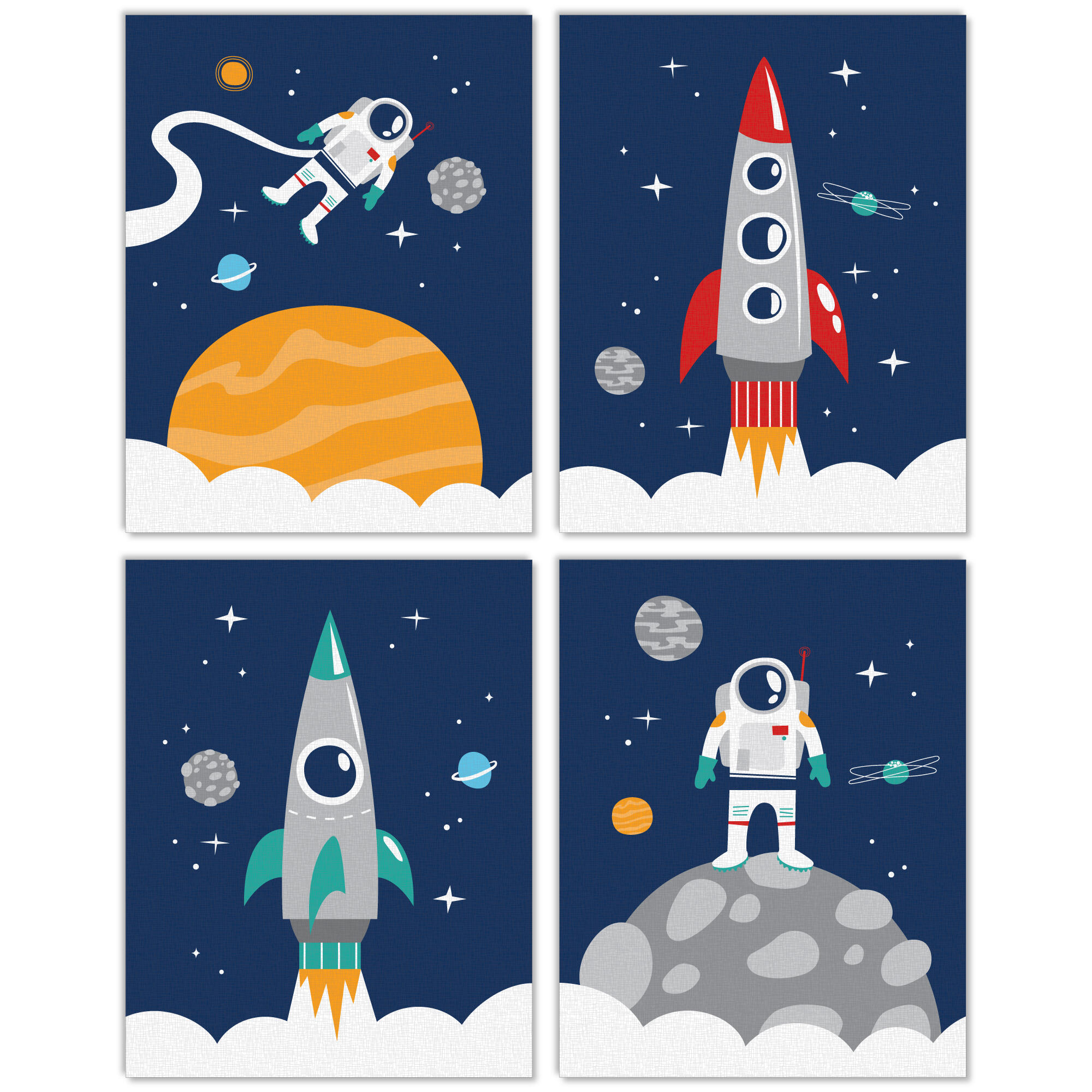Big Dot of Happiness Blast Off to Outer Space - Unframed Rocket Ship ...