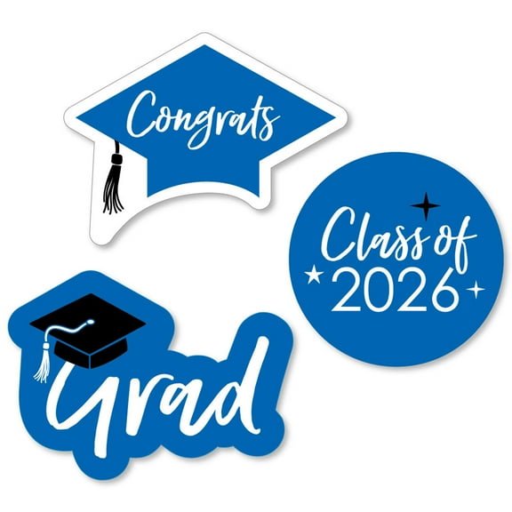 Big Dot of Happiness Blue 2026  Graduation Party - DIY Shaped Cut-Outs - 24 Count