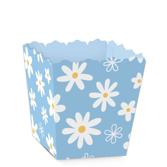 Big Dot of Happiness Blue Daisy Flowers - Party Mini Favor Boxes - Floral Party Treat Candy Boxes - Set of 12
