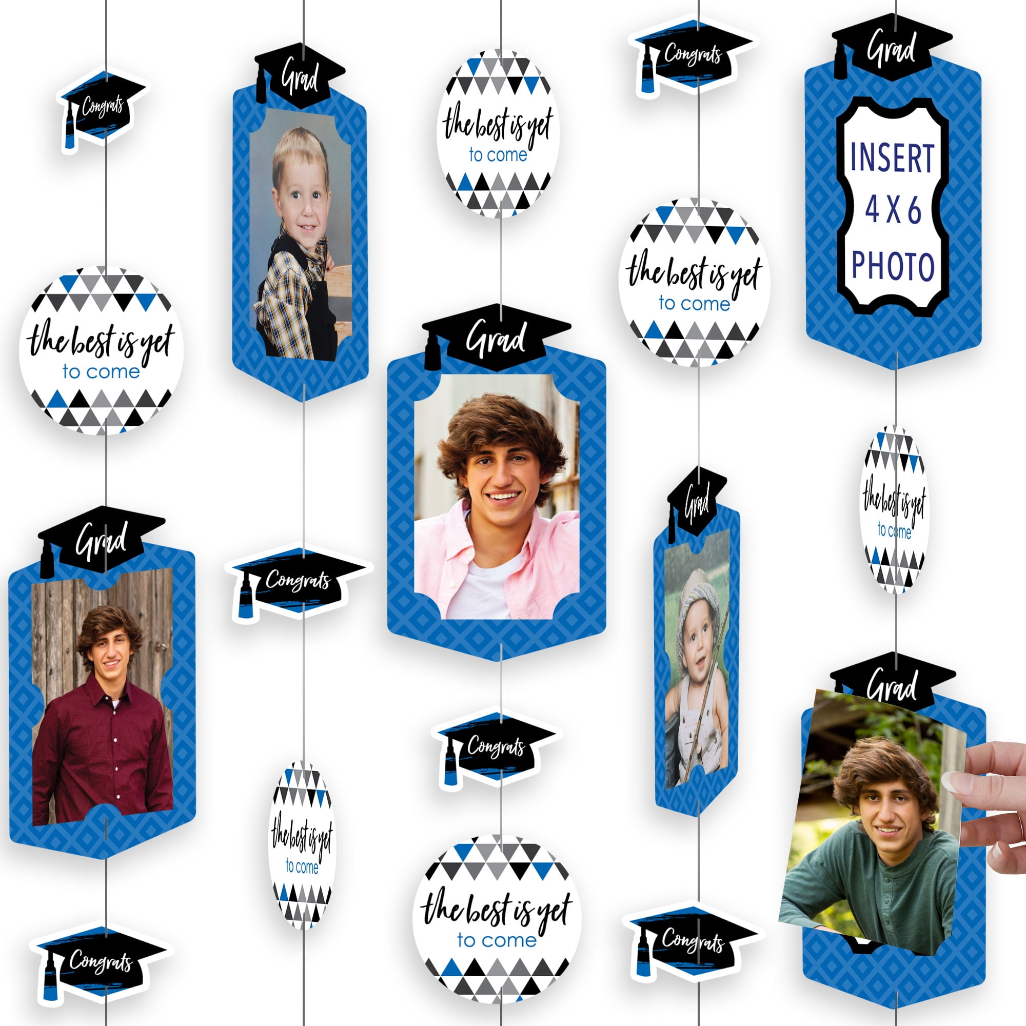 Big Dot of Happiness Blue Graduation Party Vertical Photo Garland 35 ...