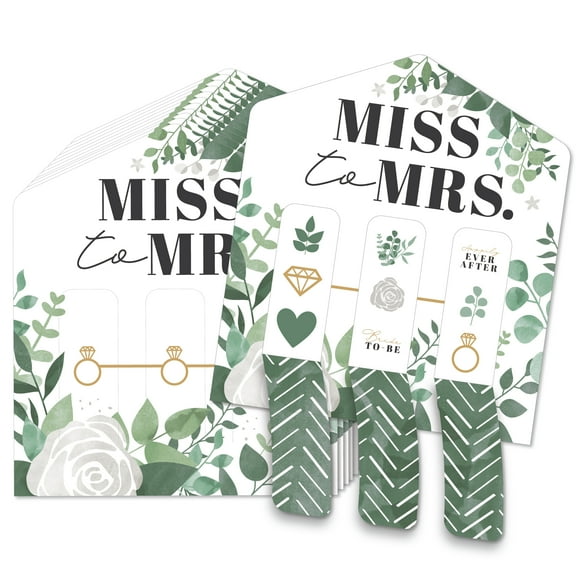 Big Dot of Happiness Boho Botanical Bride - Greenery Bridal Shower and Wedding Party Game Pickle Cards - Pull Tabs 3-in-a-Row - Set of 12