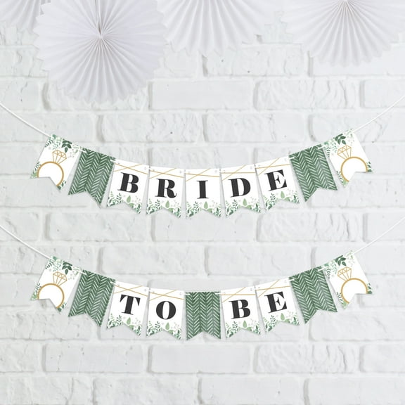 Big Dot of Happiness Boho Botanical Bride - Greenery Bridal Shower and Wedding Party Mini Pennant Banner - Bride To Be
